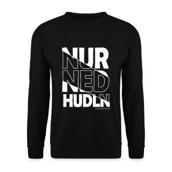 nur ned hudln - nur mit der Ruhe, Dialekt - Unisex Pullover - Schwarz - Vorne - Alina (178cm) & Michal (187cm)