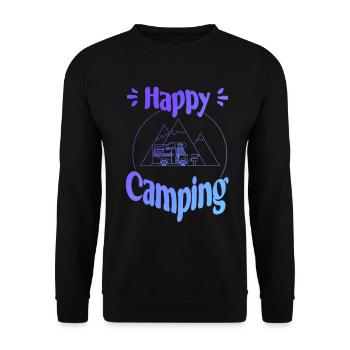 Happy Camping - conception graphique joyeuse et cool - Sweat-shirt Unisexe - noir - Devant - Alina (178cm) & Michal (187cm)
