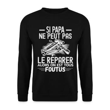Papa réparateur Papa Bricoleur Papa de l année 1 - Sweat-shirt Unisexe - noir - Devant - Alina (178cm) & Michal (187cm)