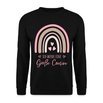 Ich werde eine große Cousine Boho Regenbogen - Unisex Pullover - Schwarz - Vorne - Alina (178cm) & Michal (187cm)