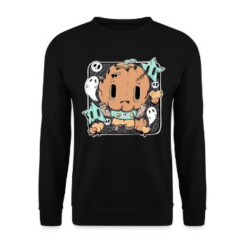 Zombie Pumpkin Pete in kawaii style - Unisex Sweatshirt - black - Front - Alina (178cm) & Michal (187cm)