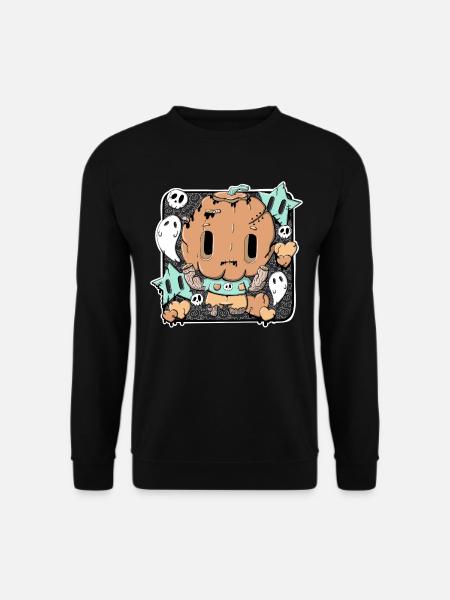 Zombie Pumpkin Pete in kawaii style - Unisex Sweatshirt - black