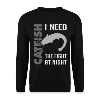 Combat de pêche au poisson-chat avec le poisson-chat fort - Sweat-shirt Unisexe - noir - Devant - Alina (178cm) & Michal (187cm)