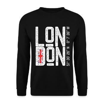 London Flag Distressed Typo - Unisex Sweatshirt - black - Front - Alina (178cm) & Michal (187cm)