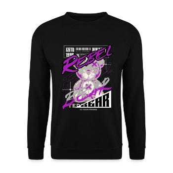 Rebel Bear Streetwear Shirt Graffiti Teddy Bär - Unisex Pullover - Schwarz - Vorne - Alina (178cm) & Michal (187cm)