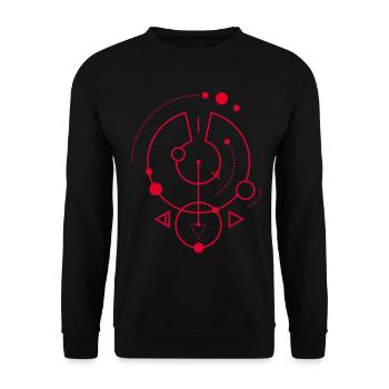 Rotes geometrisches Symbol - Unisex Pullover - Schwarz - Vorne - Alina (178cm) & Michal (187cm)
