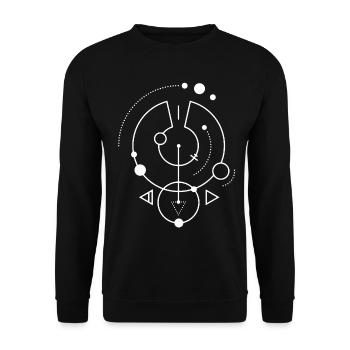 Weißes geometrisches Symbol - Unisex Pullover - Schwarz - Vorne - Alina (178cm) & Michal (187cm)