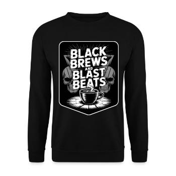 Coffee Metal Music Drummer Black Brew - Unisex Sweatshirt - black - Front - Alina (178cm) & Michal (187cm)
