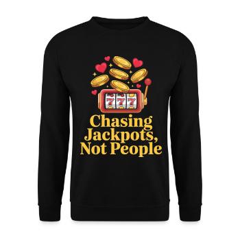 Jagd nach Jackpots Lustiges Casino-Glücksspiel - Unisex Pullover - Schwarz - Vorne - Alina (178cm) & Michal (187cm)