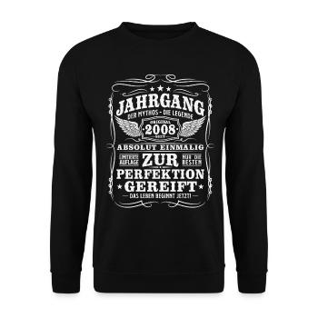 Jahrgang_2008_geboren_Geburtstag_Geschenk - Unisex Sweatshirt - black - Front - Alina (178cm) & Michal (187cm)