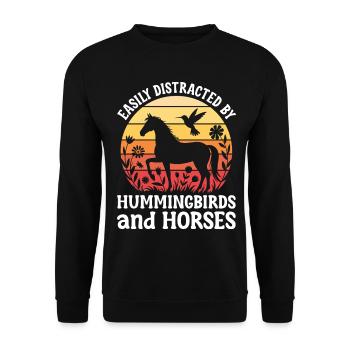 Kolibris und Pferde Reiten Reiten Reiter - Unisex Pullover - Schwarz - Vorne - Alina (178cm) & Michal (187cm)
