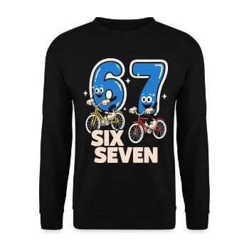 67 Six Seven meme Cycling - Italian Lust - Unisex Sweatshirt - black - Front - Alina (178cm) & Michal (187cm)