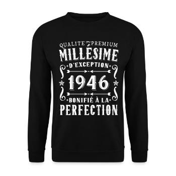 80 Jahre altes Geburtstagsgeschenk 1945 Partygeschenk - Unisex Pullover - Schwarz - Vorne - Alina (178cm) & Michal (187cm)