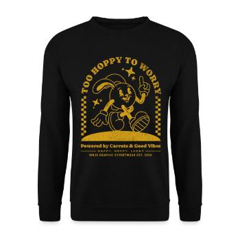 Hoppiger Hase: Gute Laune Streetwear - Sweat-shirt Unisexe - noir - Devant - Alina (178cm) & Michal (187cm)