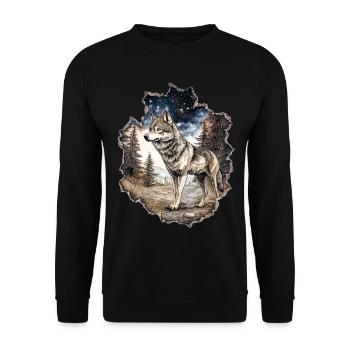 Wolf Starry Sky - Unisex Sweatshirt - black - Front - Alina (178cm) & Michal (187cm)