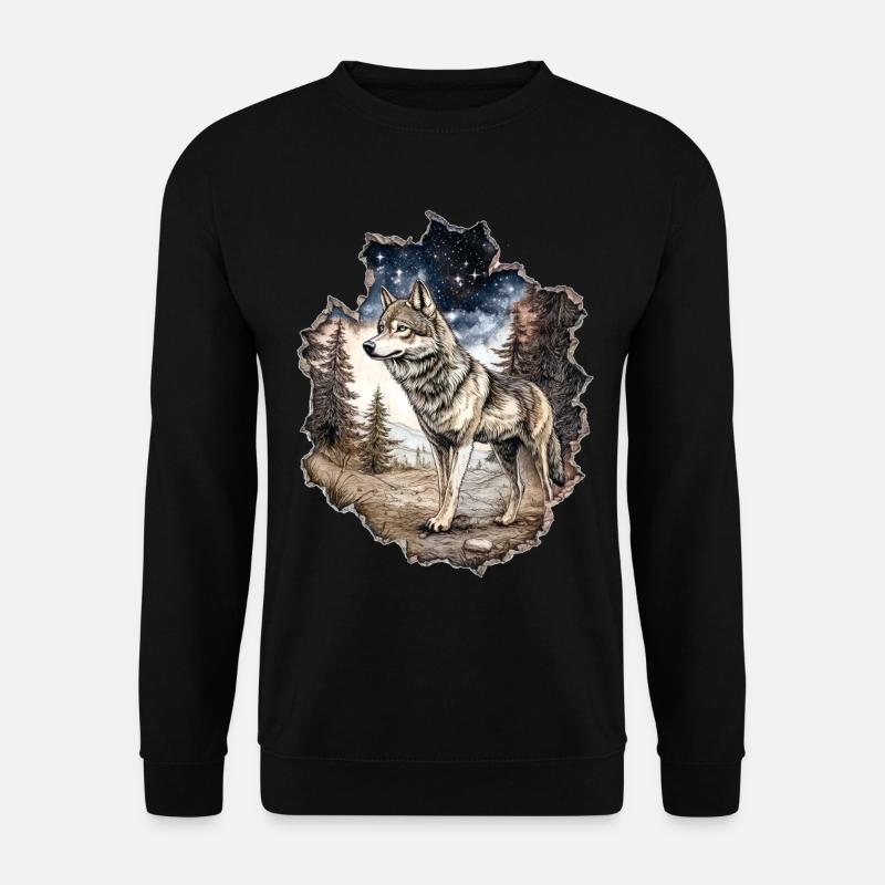 Wolf Starry Sky - Unisex Sweatshirt - black