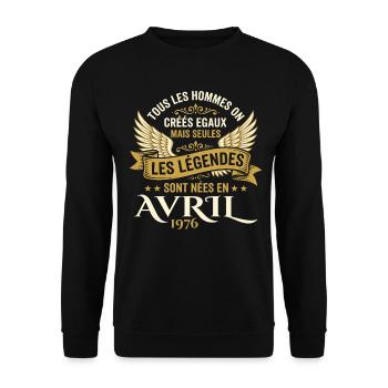Légendaire depuis Avril 1976 - Vintage Avril 1976 - Sweat-shirt Unisexe - noir - Devant - Alina (178cm) & Michal (187cm)