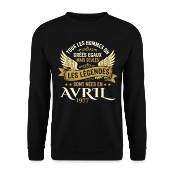 Légendaire depuis Avril 1977 - Vintage Avril 1977 - Sweat-shirt Unisexe - noir - Devant - Alina (178cm) & Michal (187cm)