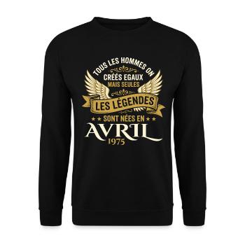 Légendaire depuis Avril 1975 - Vintage Avril 1975 - Sweat-shirt Unisexe - noir - Devant - Alina (178cm) & Michal (187cm)