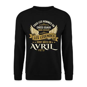 Légendaire depuis Avril 1972 - Vintage Avril 1972 - Sweat-shirt Unisexe - noir - Devant - Alina (178cm) & Michal (187cm)