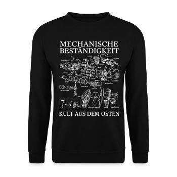Mechanische Beständigkeit Moped Motor Kult - Unisex Pullover - Schwarz - Vorne - Alina (178cm) & Michal (187cm)