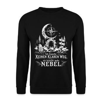Ich brauche mehr Nebel - Unisex Pullover - Schwarz - Vorne - Alina (178cm) & Michal (187cm)
