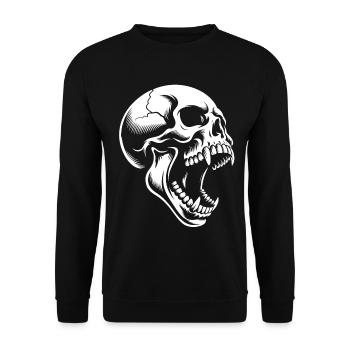 Schreiender Schädel - Unisex Pullover - Schwarz - Vorne - Alina (178cm) & Michal (187cm)