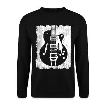 Graffiti-Gitarren-Silhouette - Unisex Pullover - Schwarz - Vorne - Alina (178cm) & Michal (187cm)