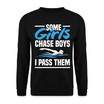 Lustige Schwimmer Sprüche & Schwimmverein Design - Unisex Pullover - Schwarz - Vorne - Alina (178cm) & Michal (187cm)