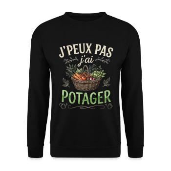 J'Ai Jardinage,J'Peux Pas J'Ai Potager Jardinier  - Sweat-shirt Unisexe - noir - Devant - Alina (178cm) & Michal (187cm)