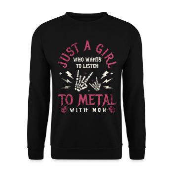 Metal Mom Baby Girl Metalhead Geschenk - Unisex Pullover - Schwarz - Vorne - Alina (178cm) & Michal (187cm)
