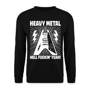 Heavy Metal Hell yes Gitarrenkunst - Unisex Pullover - Schwarz - Vorne - Alina (178cm) & Michal (187cm)