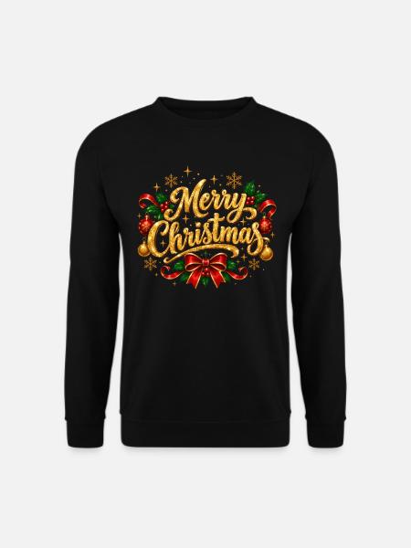 Glitzerndes Drehbuch frohe Weihnachten - Unisex Pullover - Schwarz