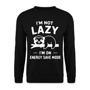 Ich bin nicht faul Energiesparmodus - Unisex Pullover - Schwarz - Vorne - Alina (178cm) & Michal (187cm)