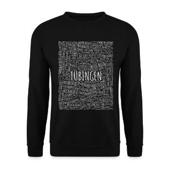Tübingen Typo Haltestellen & Highlights – Weiß - Unisex Pullover - Schwarz - Vorne - Alina (178cm) & Michal (187cm)