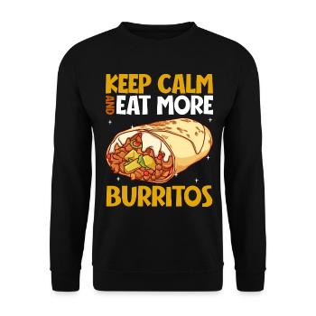 Keep Calm - Burrito - Unisex Pullover - Schwarz - Vorne - Alina (178cm) & Michal (187cm)