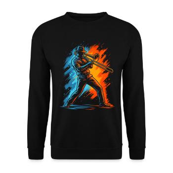 Posaune Posaunenspieler Kinder Herren Posaunist - Unisex Pullover - Schwarz - Vorne - Alina (178cm) & Michal (187cm)