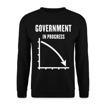 Government In Progress (Regierung Politik / White) - Unisex Pullover - Schwarz - Vorne - Alina (178cm) & Michal (187cm)