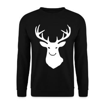 Hirschsilhouette Geweih Logo - Unisex Pullover - Schwarz - Vorne - Alina (178cm) & Michal (187cm)