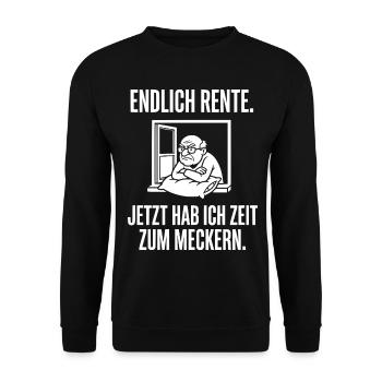 Endlich Rente Jetzt hab ich Zeit zum Meckern - Unisex Pullover - Schwarz - Vorne - Alina (178cm) & Michal (187cm)