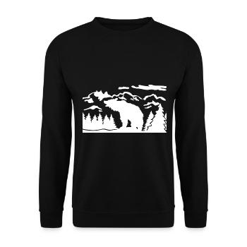 Berglandschaft und Bär - (B.C) - Unisex Sweatshirt - black - Front - Alina (178cm) & Michal (187cm)