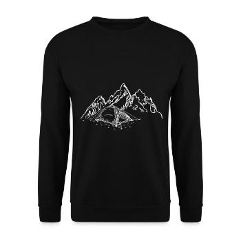 Berg - Campingzelt - (9) - Unisex Pullover - Schwarz - Vorne - Alina (178cm) & Michal (187cm)