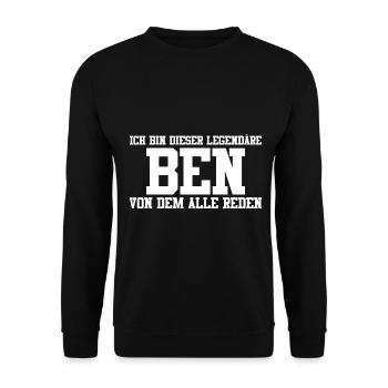 Ben Name Design - Unisex Pullover - Schwarz - Vorne - Alina (178cm) & Michal (187cm)