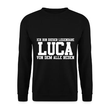 Luca Name Design - Unisex Pullover - Schwarz - Vorne - Alina (178cm) & Michal (187cm)