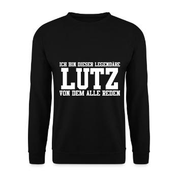 Lutz Name Design - Unisex Pullover - Schwarz - Vorne - Alina (178cm) & Michal (187cm)