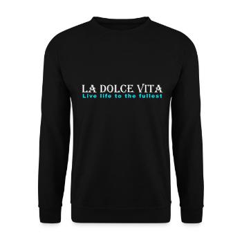 Italo Disco shirt La Dolce Vita t-shirt - Unisex Sweatshirt - black - Front - Alina (178cm) & Michal (187cm)