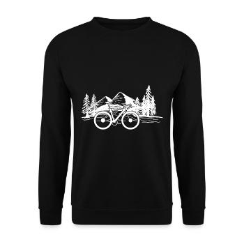 Fahrrad und Berge - (F.m) - Unisex Pullover - Schwarz - Vorne - Alina (178cm) & Michal (187cm)