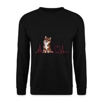 Heartbeat Gift for Dogs - Unisex Sweatshirt - black - Front - Alina (178cm) & Michal (187cm)