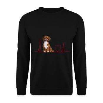 Heartbeat Gift for Dogs - Unisex Sweatshirt - black - Front - Alina (178cm) & Michal (187cm)