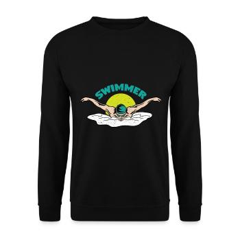 Schwimmer Schwimmen 50 Meter Bahn - Unisex Pullover - Schwarz - Vorne - Alina (178cm) & Michal (187cm)